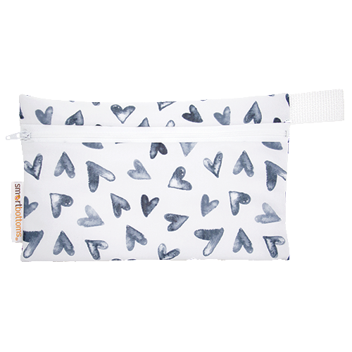 Smart Bottoms - Mini Wet Bag - Nurture Print - waterproof bag - white and black hearts bag 