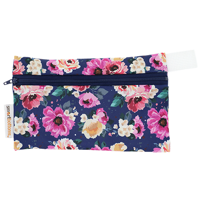 Smart Bottoms - Mini Wet Bag - Petit Bouquet Print - waterproof bag - Blue and purple floral print bag 