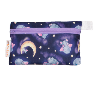Smart Bottoms - Mini Wet Bag - Baby of Mine Print - Reusable waterproof bag -  Cute elephants and mouse and moon print bag 