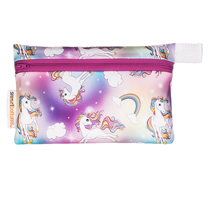smart bottoms - mini wet bag - Chasing Rainbows - Unicorns and rainbows print bag - waterproof bag 
