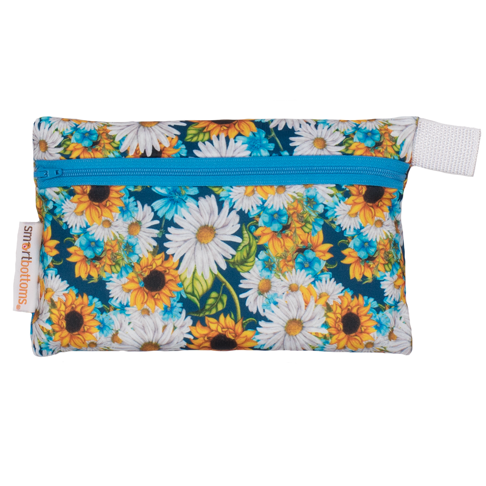Smart Bottoms - Mini Wet Bag - Hello Sunshine Print - waterproof bag - sunflower print bag 