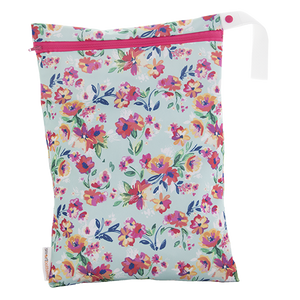 Smart Bottoms - On the Go wet bag - Aqua Floral - waterproof cloth diaper bag
