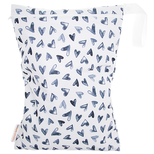 Smart Bottoms - On the Go wet bag - Nurture - waterproof cloth diaper bag - black and white hearts print bag