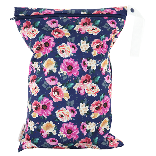 Smart Bottoms - On the Go wet bag - Petit Bouquet - waterproof cloth diaper bag - Floral print bag