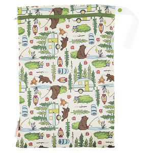 Smart Bottoms - On the Go wet bag - Campfire Tails - waterproof cloth diaper bag - Cute woodland animal print