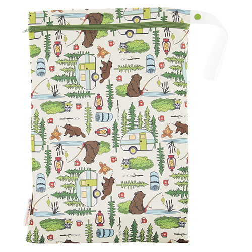 Smart Bottoms - On the Go wet bag - Campfire Tails - waterproof cloth diaper bag - Cute woodland animal print