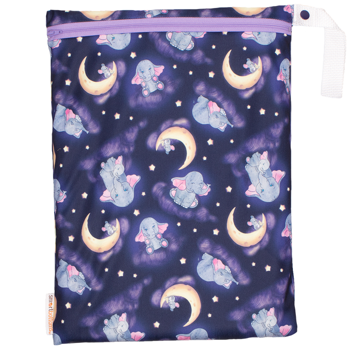Smart Bottoms - On the Go wet bag - Baby of Mine print - waterproof cloth diaper bag - elephant and moon and mouse print bag