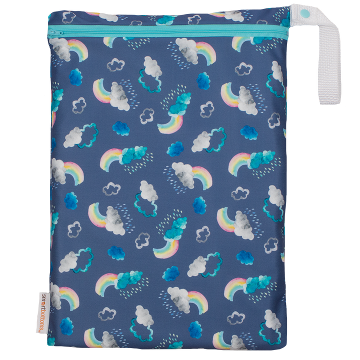 Smart Bottoms - On the Go wet bag - Over the Rainbows - waterproof cloth diaper bag - Clouds and Rainbows print cloth diaper bag