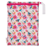 Smart Bottoms - On the Go Wet Bag - Shimmer hummingbird and pink floral waterproof cloth diaper bag