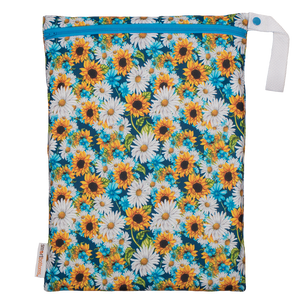 Smart Bottoms - On the Go Wet Bag - Hello Sunshine Print - waterproof cloth diaper bag - sunflower print bag 