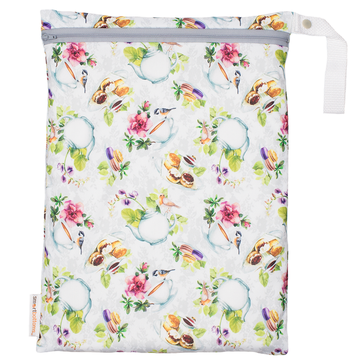 Smart Bottoms - on the go Wet Bag - Tea Party Print - waterproof bag - English tea time print waterproof cloth diaper bag 