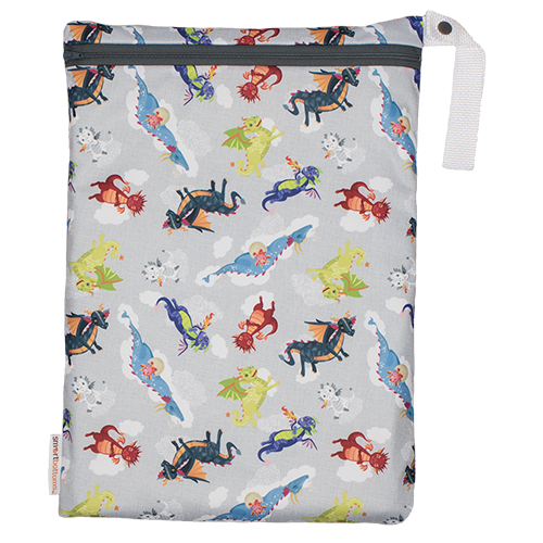 Smart Bottoms - Small Wet Bag - Dragon Dreams print - cute dragons print waterproof cloth diaper bag