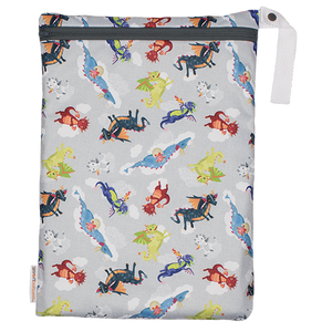Smart Bottoms - Small Wet Bag - Dragon Dreams print - cute dragons print waterproof cloth diaper bag