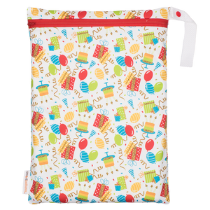 Smart Bottoms - On the Go Wet Bag - Birthday Party - Balloons and streamers party print waterproof bag - cloth diaper storage bag