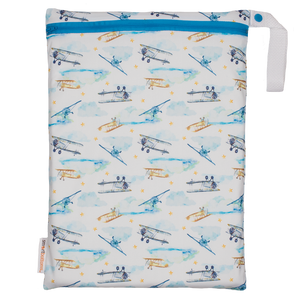 Smart Bottoms - On the Go Wet Bag - First Flight print - Vintage airplane print cloth diaper storage bag - reusable and washable bag 