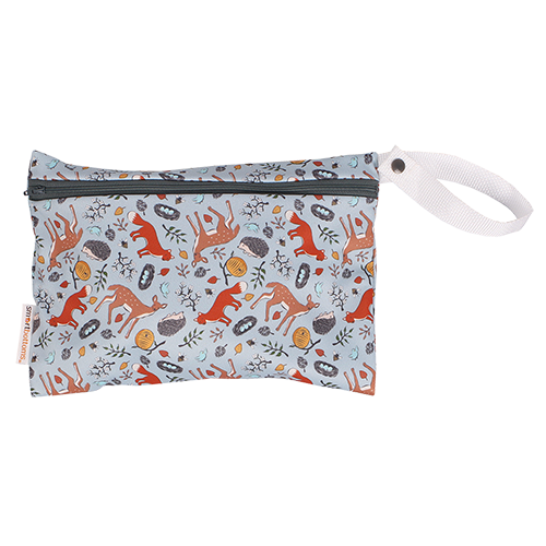 Smart Bottoms - Small Wet Bag - Forest Friends print - cute deer and fox print waterproof cloth diaper bag