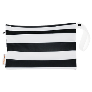 Smart Bottoms - Small Wet Bag - Manhattan print - black and white stripe print waterproof cloth diaper bag