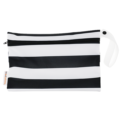Smart Bottoms - Small Wet Bag - Manhattan print - black and white stripe print waterproof cloth diaper bag