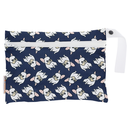 Smart Bottoms - Small Wet Bag - Sir Winston print - cute French Bulldog print waterproof cloth diaper bag