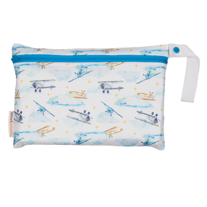 Smart Bottoms - Small Wet Bag - First Flight print - Vintage airplane print cloth diaper storage bag - reusable and washable bag 