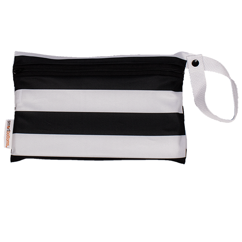 smart bottoms - mesh small bag - Manhattan print - black and white stripe washable and reusable mesh bag 