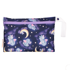 Smart Bottoms - Small Wet Bag - Baby of Mine print - cute elephant with moon and mouse print waterproof cloth diaper bag