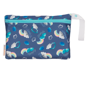 Smart Bottoms - Small Wet Bag - Over the Rainbow print - cute clouds and rainbows print waterproof cloth diaper bag