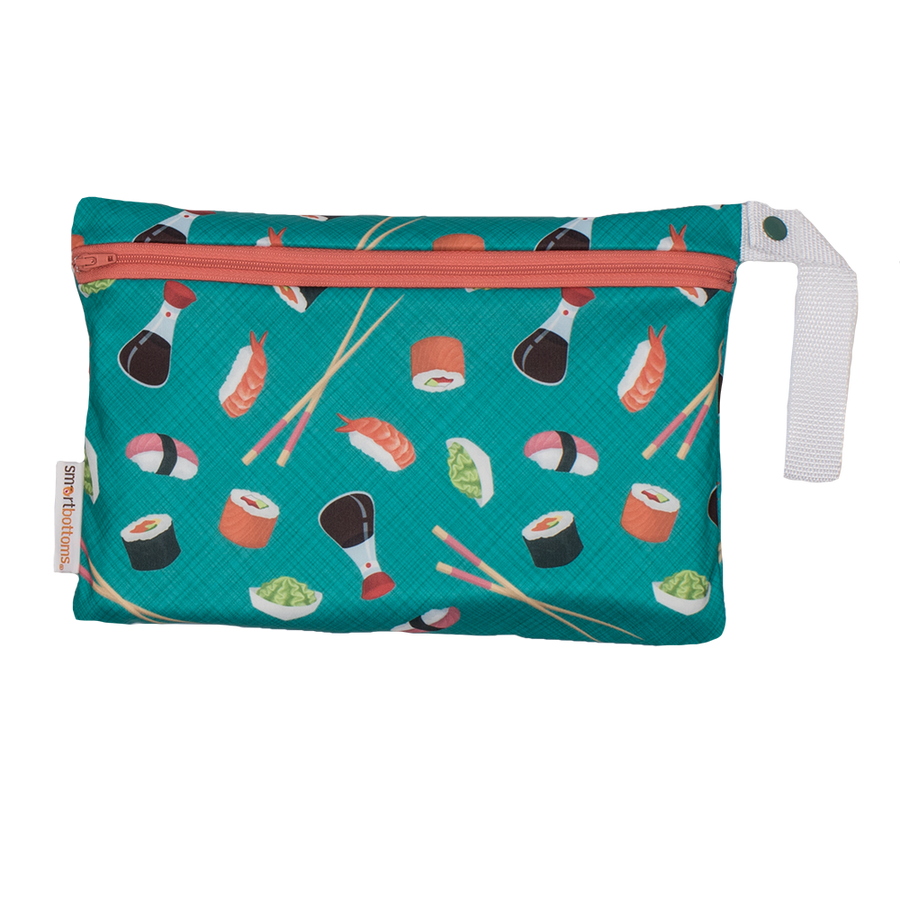 Smart Bottoms - Small Wet Bag - You're My Soy-mate print - cute sushi print waterproof cloth diaper bag