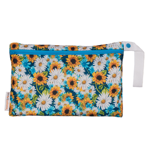Smart Bottoms - Small Wet Bag - Hello, Sunshine print - sunflower print waterproof cloth diaper bag