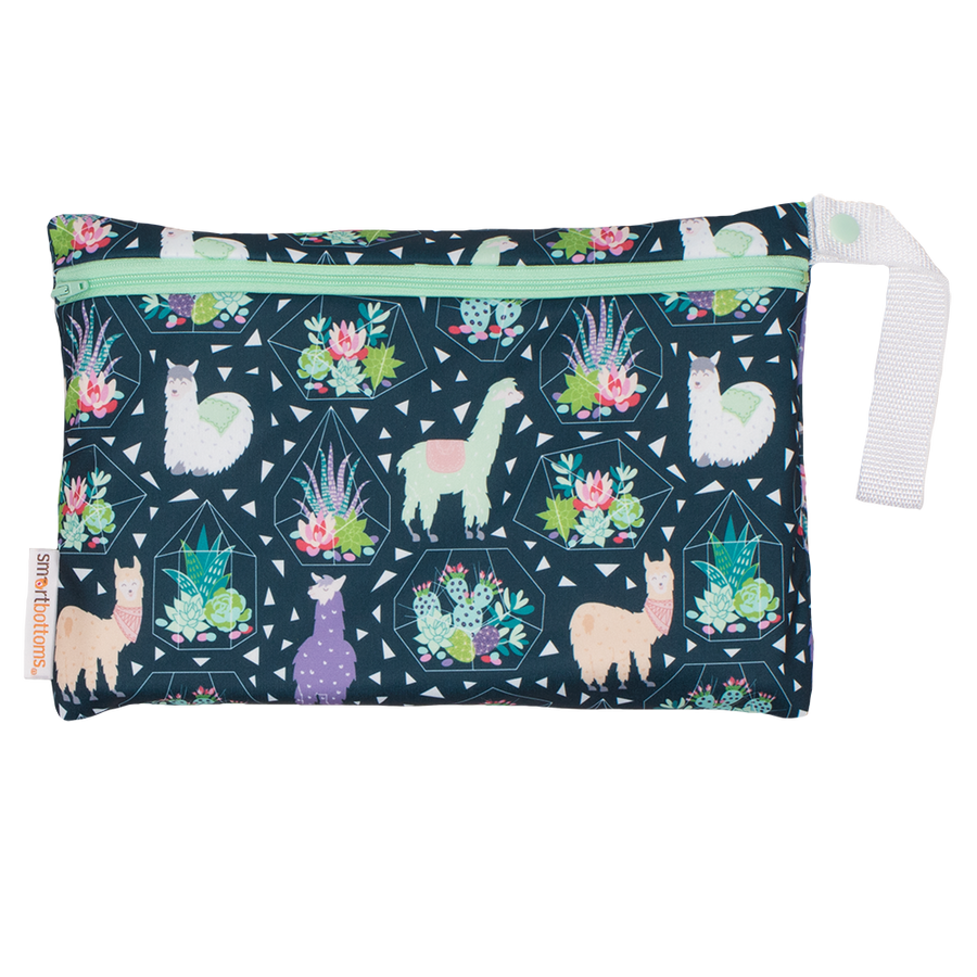 Smart Bottoms - Small Wet Bag - Tina print - Llama print waterproof cloth diaper bag