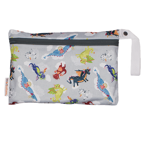 Smart Bottoms - Small Wet Bag - Dragon Dreams print - cute dragons print waterproof cloth diaper bag