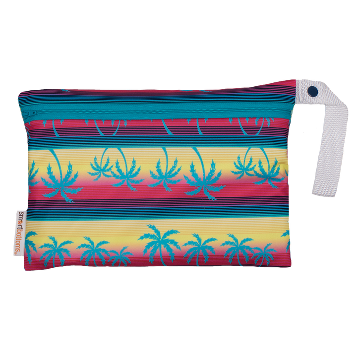 Smart Bottoms - Small Wet Bag - Tropic Like It's Hot print - tropical palm trees print waterproof cloth diaper bag