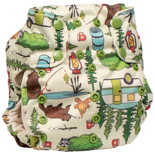 Smart Bottoms - Smart One 3.1 cloth diaper - all natural cloth diaper - Campfire Tails print - cute woodland animals cloth diaper print 
