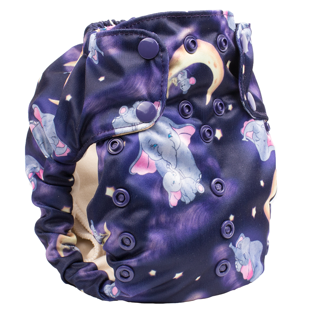 Smart Bottoms - Smart One 3.1 cloth diaper - all natural cloth diaper - Baby of Mine print - cute elephants with moon and mouse cloth diaper print 