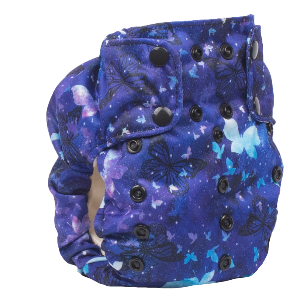 Smart Bottoms - Smart One cloth diaper - Little Wings - blue butterflies cotton cloth diaper