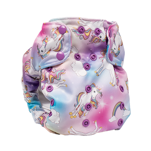 Smart Bottoms - Smart One 3.1 cloth diaper - all natural cloth diaper - Chasing Rainbows print - cute rainbows and unicorns cloth diaper print 