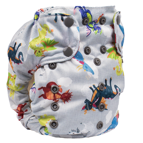 Smart Bottoms - Smart One 3.1 cloth diaper - all natural cloth diaper - Dragon Dreams print - cute dragons cloth diaper print 