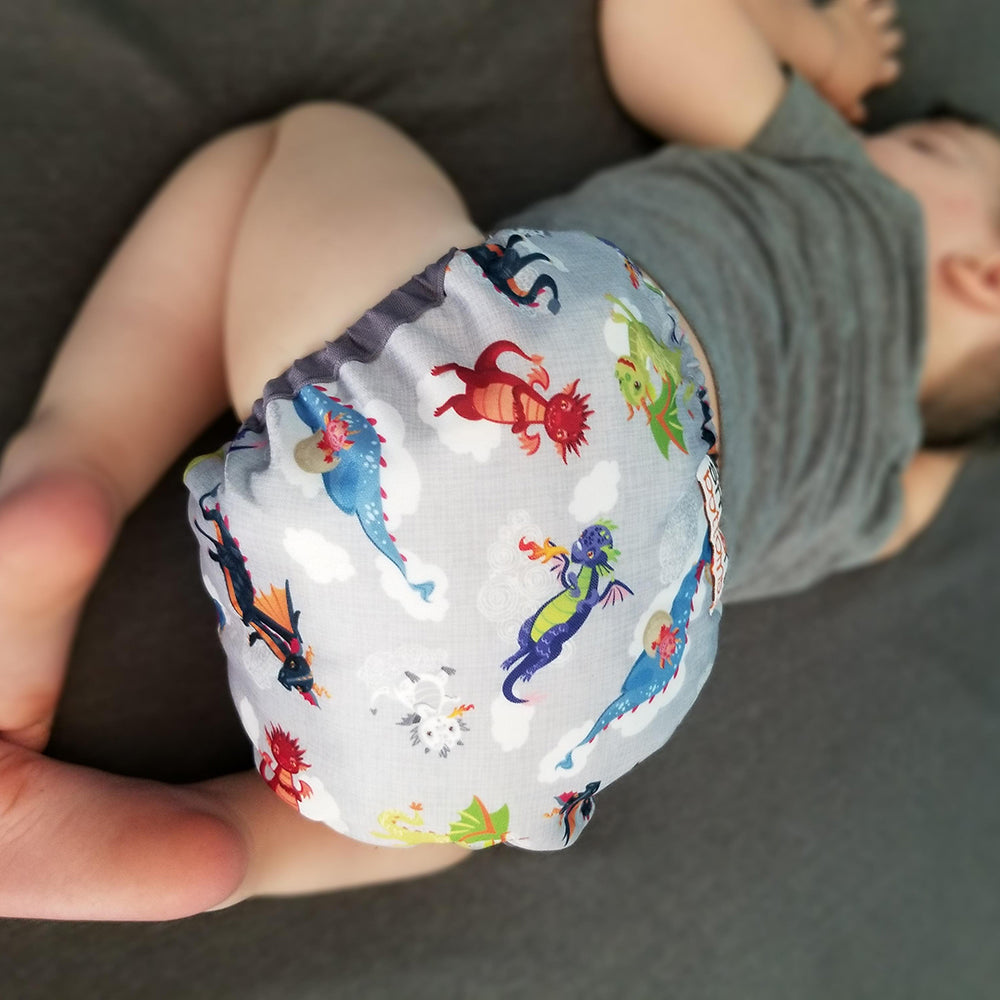 Too Smart Diaper Cover 2.0 - Dragon Dreams - Waterproof diaper cover - dragon print diaper cover