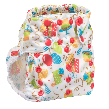 Smart Bottoms - Too Smart 2.0 cloth diaper cover - Birthday Party - Balloons and streamers party print cloth diaper cover 