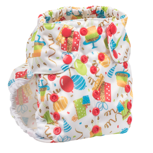 Smart Bottoms - Too Smart 2.0 cloth diaper cover - Birthday Party - Balloons and streamers party print cloth diaper cover 