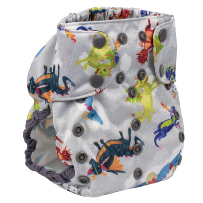 Too Smart Diaper Cover 2.0 - Dragon Dreams - Waterproof diaper cover - dragon print diaper cover