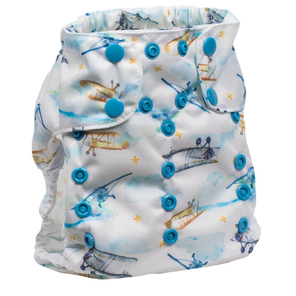 Smart Bottoms - Too Smart Diaper Cover - First Flight - Vintage airplane print diaper cover