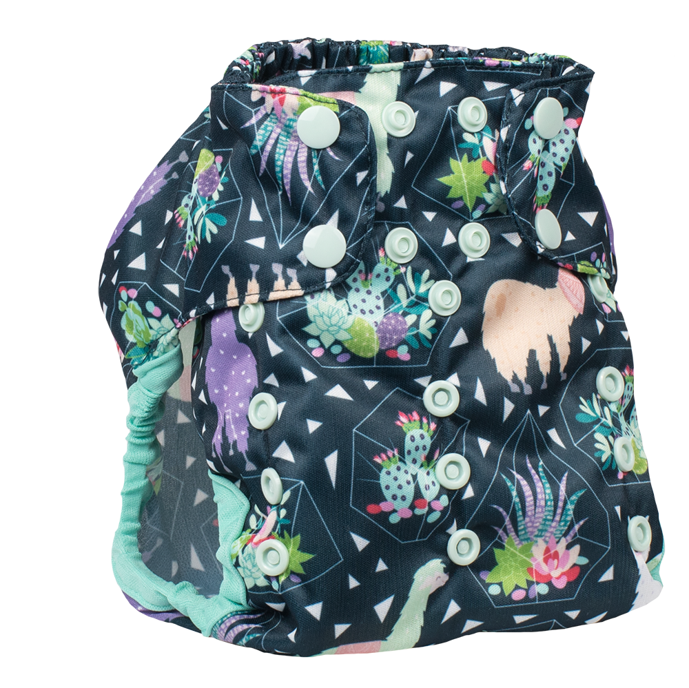Smart Bottoms - Too Smart cloth diaper cover - all natural cloth diaper - Tina print - llama and succulents cloth diaper cover print 