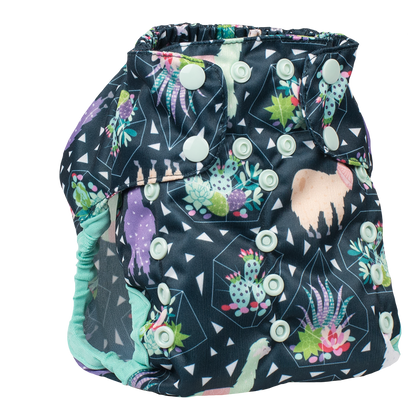 Smart Bottoms - Too Smart cloth diaper cover - all natural cloth diaper - Tina print - llama and succulents cloth diaper cover print 
