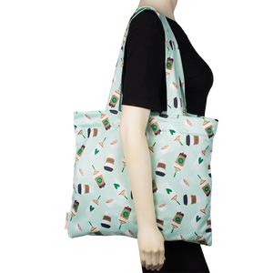 Smart Bottoms - Tote Bag - multipurpose reusable bag - Daily Grind - green coffee print tote bag