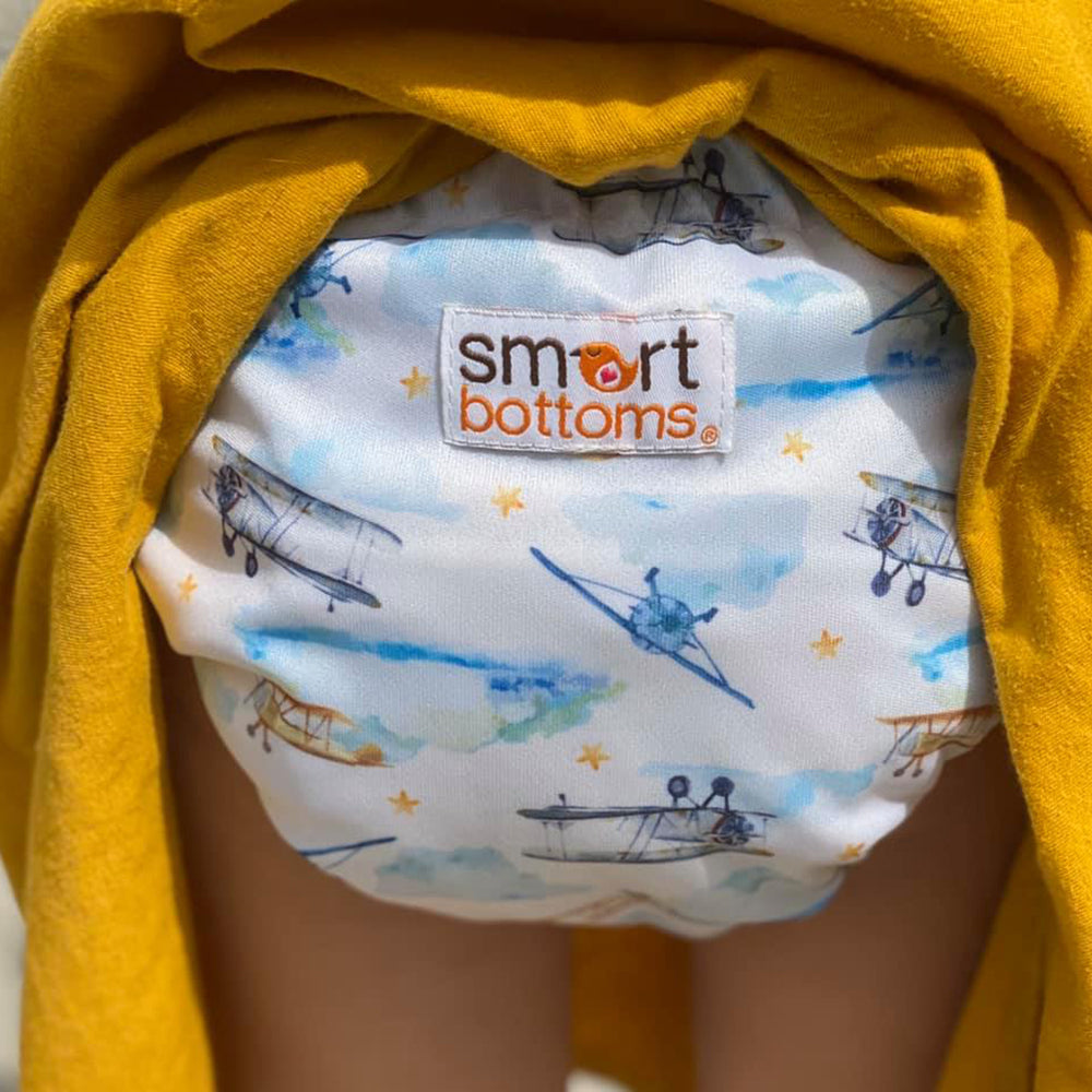 Smart Bottoms - Too Smart Diaper Cover - First Flight - Vintage airplane print diaper cover