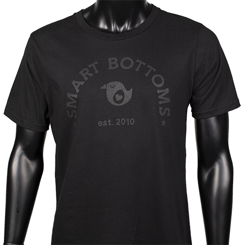 Adult T-shirt - Black on Black Logo - smart bottoms - 100% cotton T-shirt
