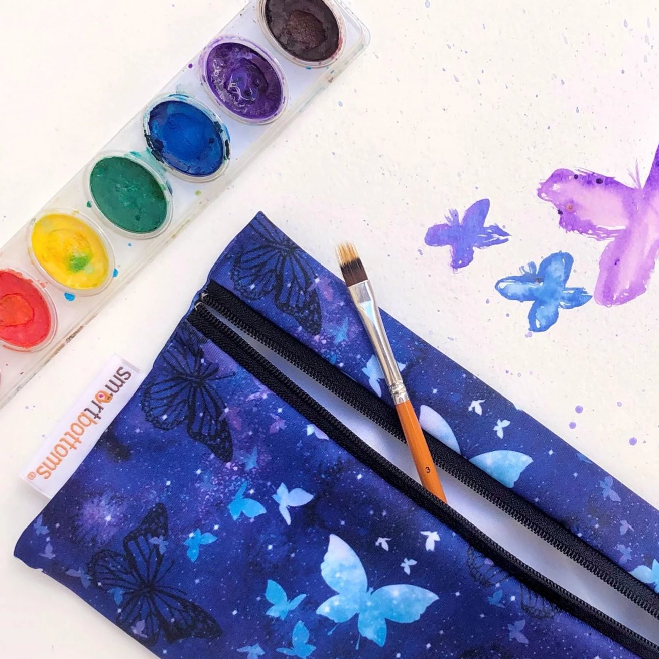 Smart Bottoms - mini wet bag - Little Wings - blue butterflies waterproof accessory bag