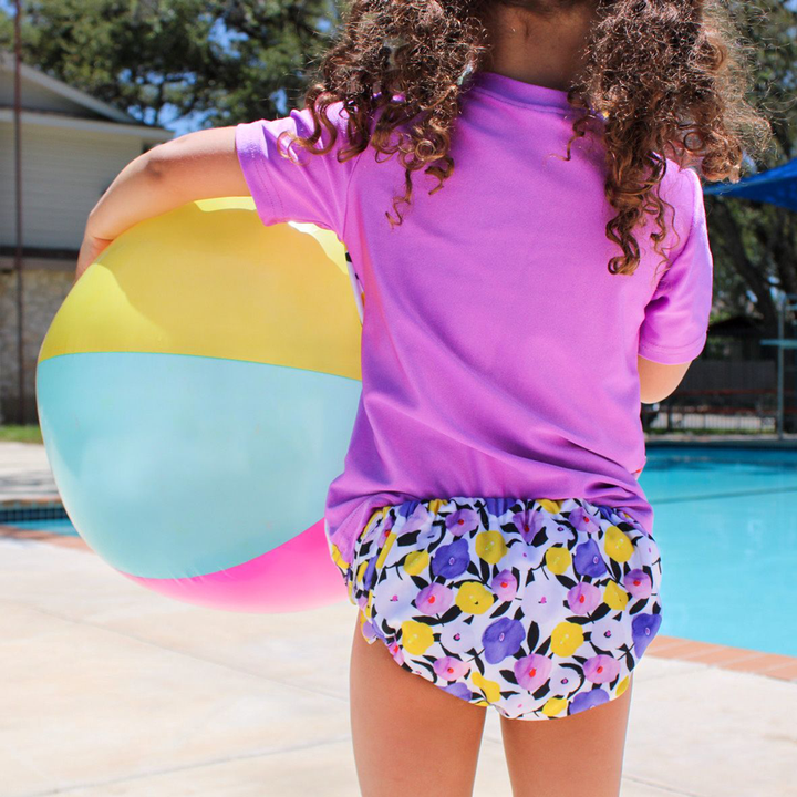 Smart Bottoms' Lil' Swimmers Reusable Swim Diaper - Aqua Floral