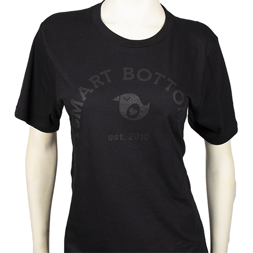 Adult T-shirt - Black on Black Logo - smart bottoms - 100% cotton T-shirt
